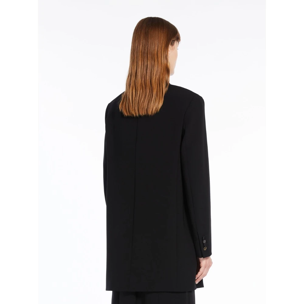 Max Mara Zwarte Oversized Smoking Jas Black Dames
