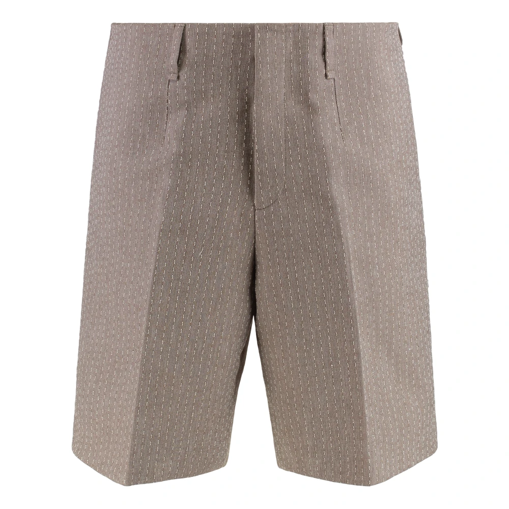Fendi Mannelijk Beige Korte Broeken Heren, M, Katoen, Bermuda Met Stiksels