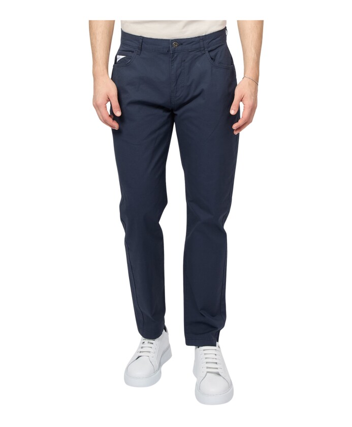 pantalon-slim-fit-en-coton-bleu