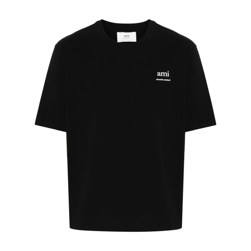 Ami Paris Zwarte Biologisch Katoenen T-shirts en Polos Black Dames
