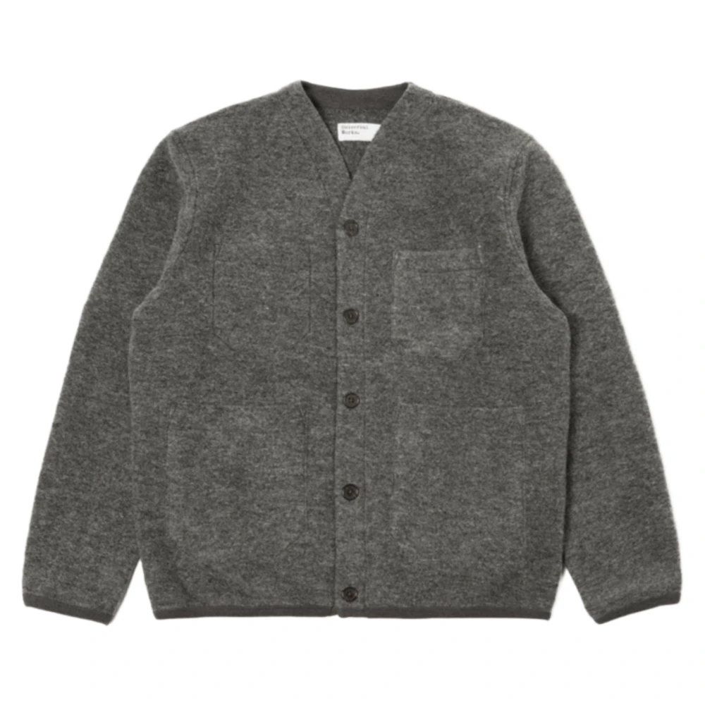 Grå Marl Uld Fleece Cardigan