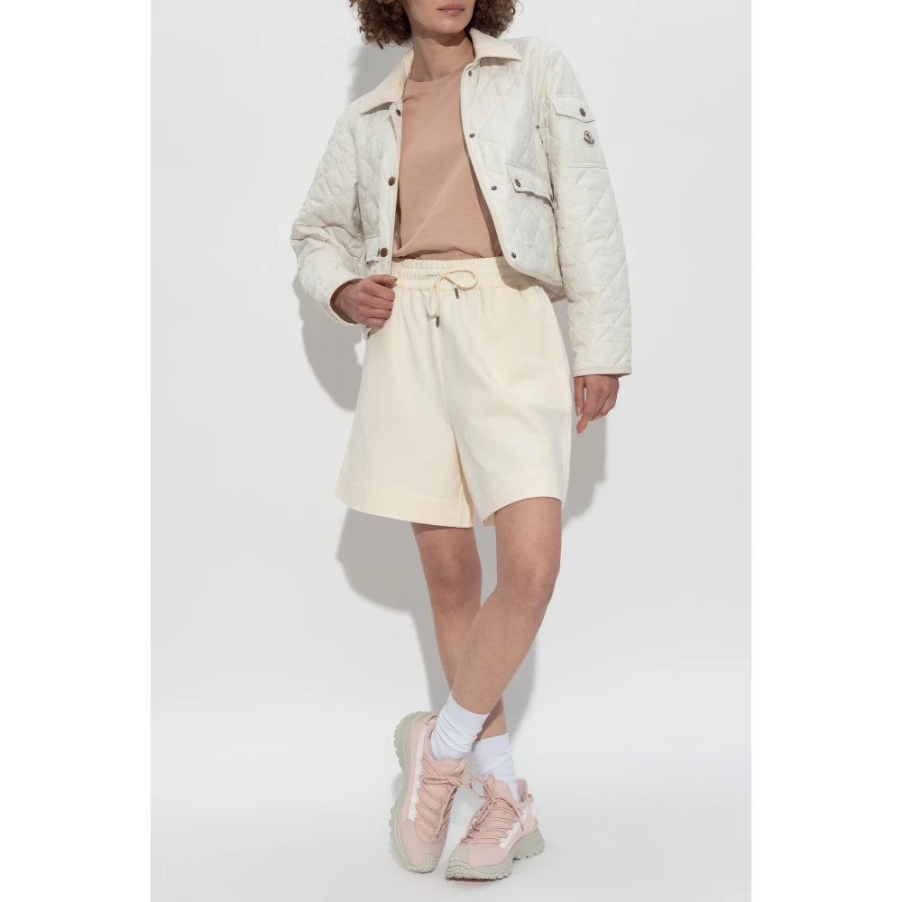 Moncler Katoenen shorts met logopatch Beige Dames