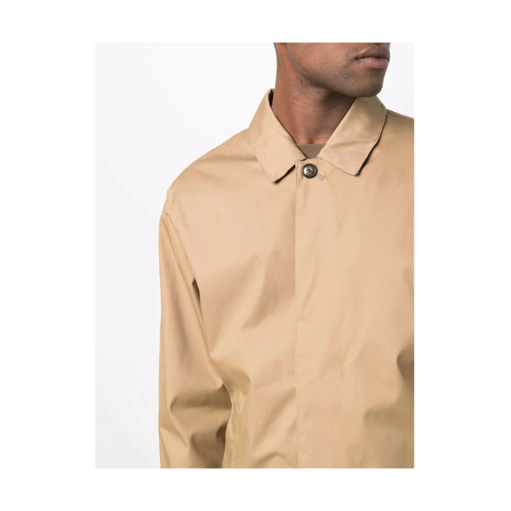 Barbour Klassieke Katoenen Jas met Verborgen Knopen Beige Heren