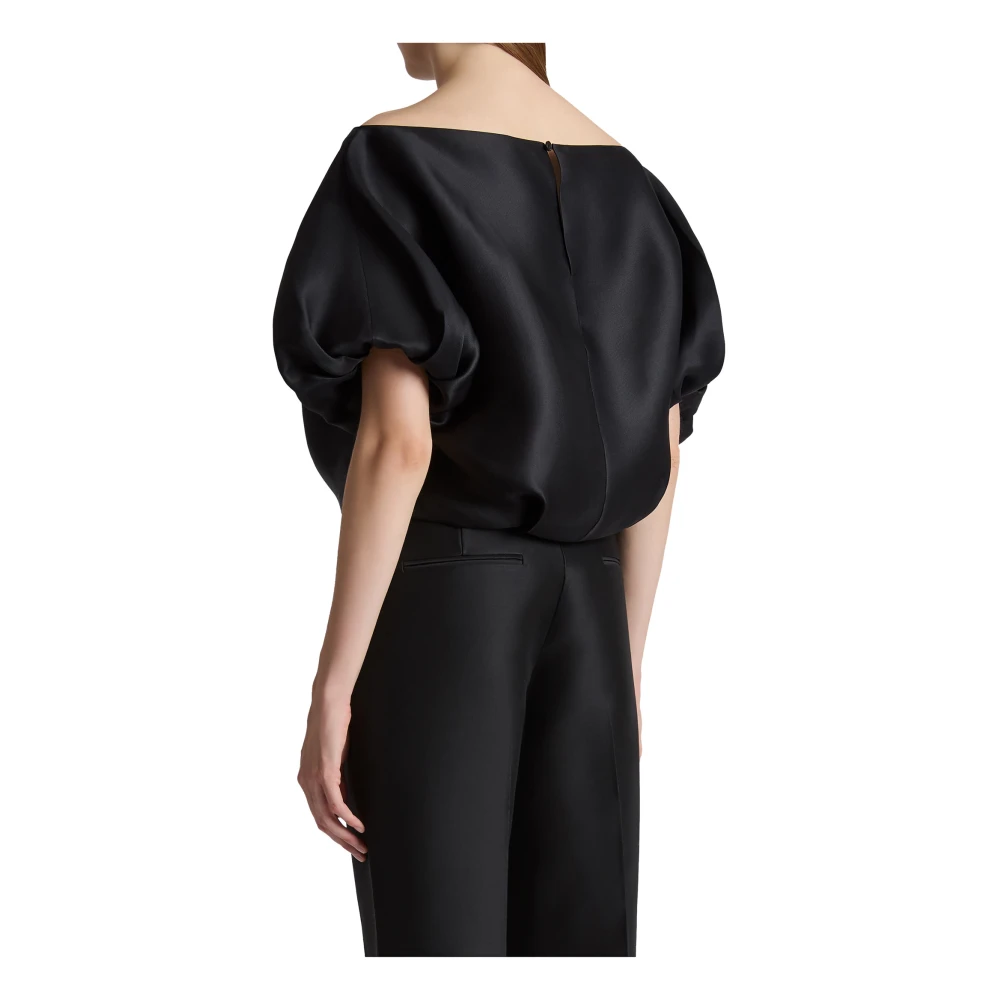 Khaite Zwarte Zijden Boothals Blouse Black Dames
