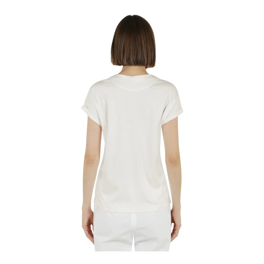 Eleventy Contrast Groe Crewneck T-Shirt White Dames