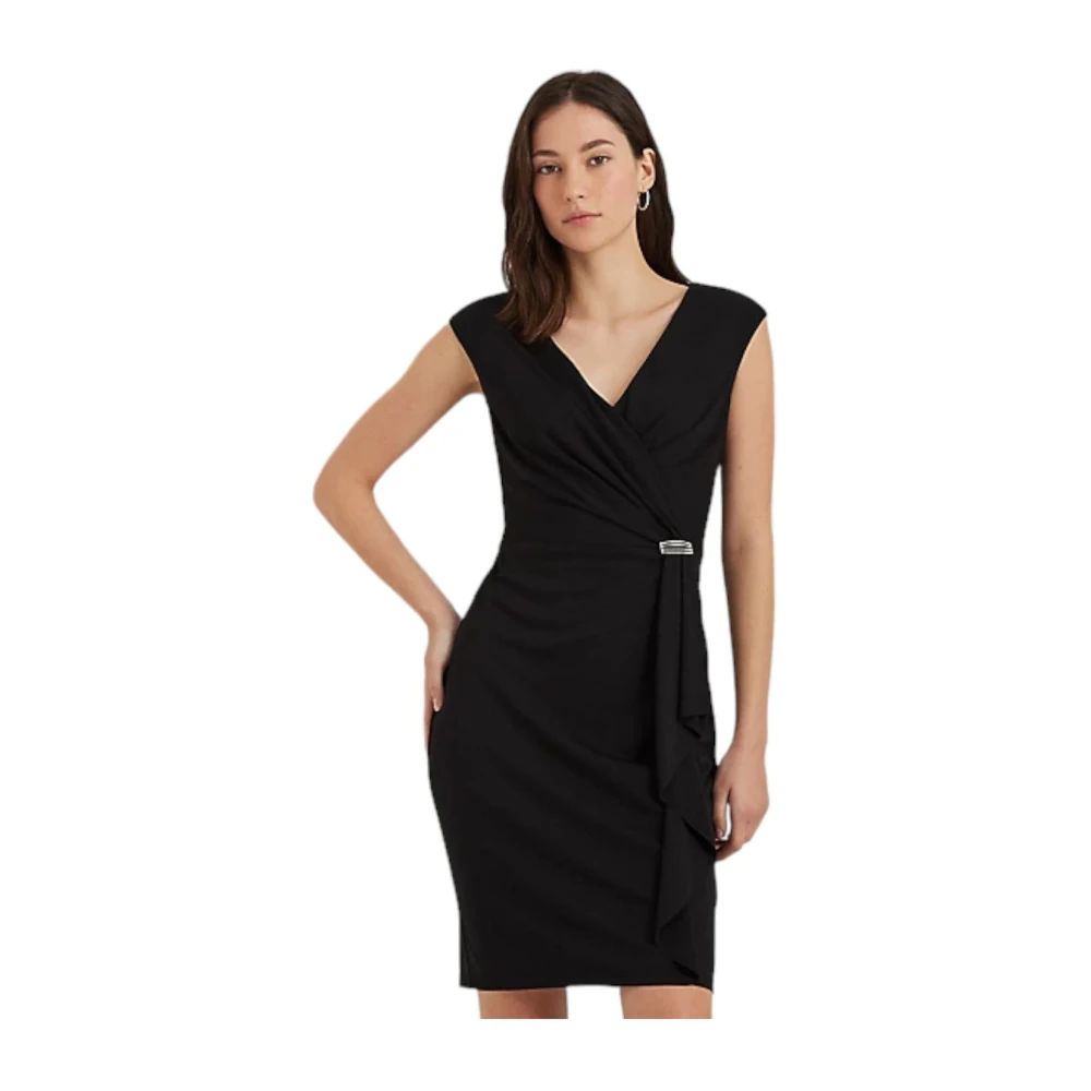 Ralph Lauren Korte Stretch Jersey Cocktailjurk Black Dames