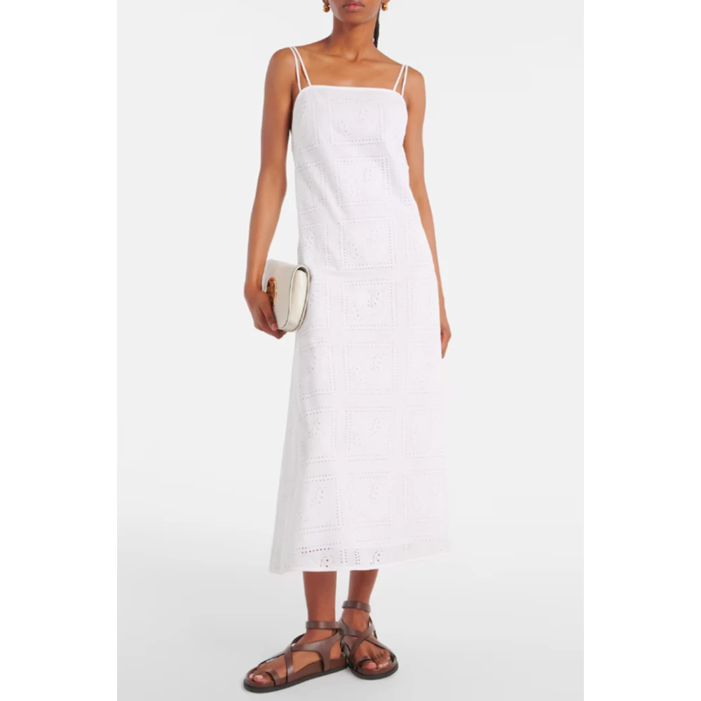 TORY BURCH Witte Kruisrug Katoenen Jurk White Dames