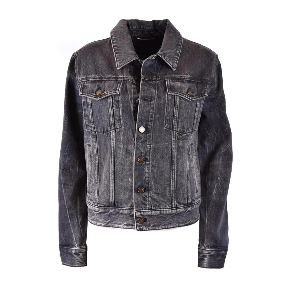 Saint Laurent Denim Blouson Jacket Blue Dames