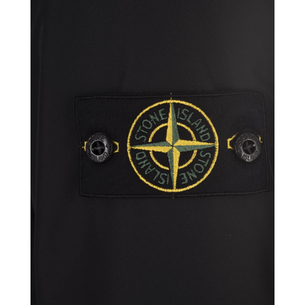 Stone Island Zwarte capuchon blouson polyester jas Black Heren