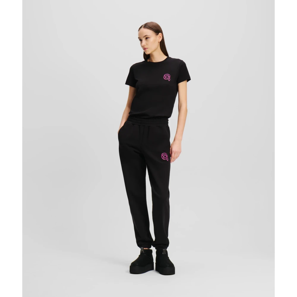 Karl Lagerfeld Sportieve stijl broek met felle merkaccenten Black Dames