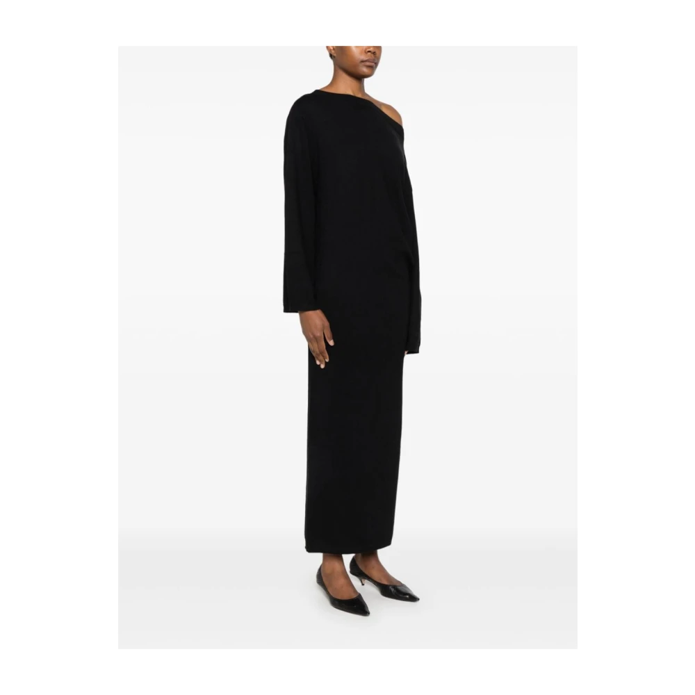 Birgitte Herskind Zwarte Off-Shoulder Gebreide Jurk Black Dames