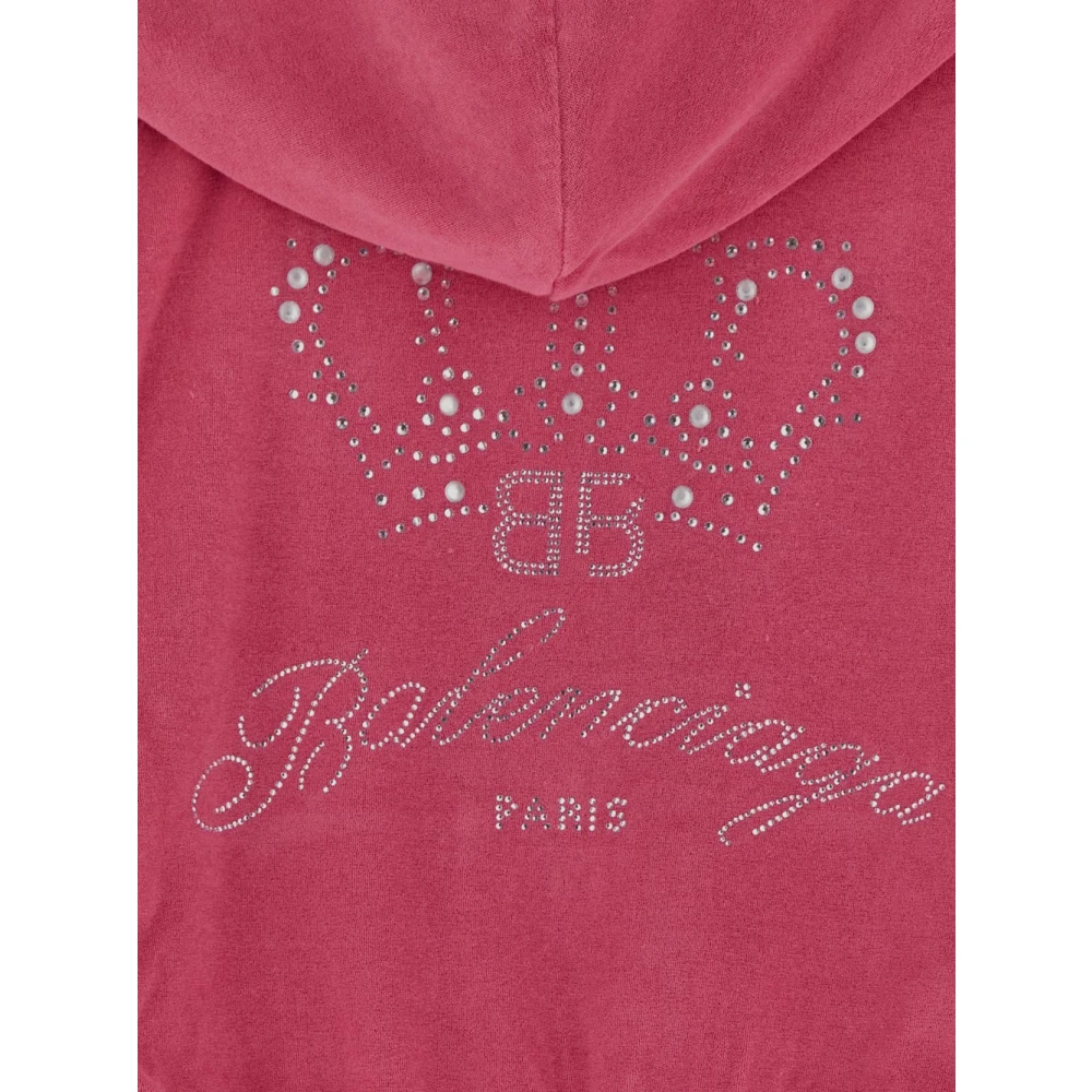 Balenciaga Katoenen Zip Hoodie Pink Dames