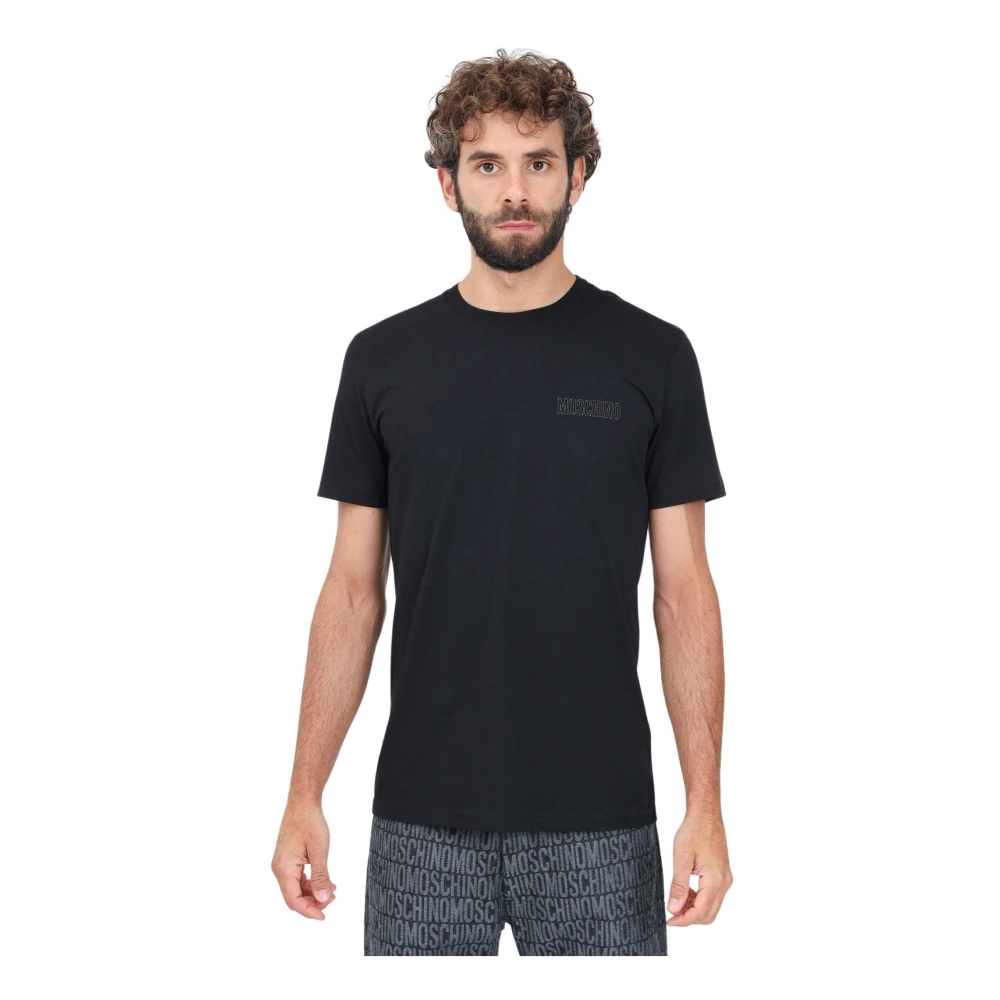 Moschino Zwarte korte mouw logo T-shirt Black Heren