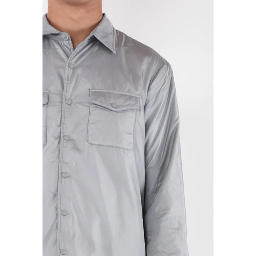 Aspesi Nylon Overhemd met Voorkant Drukknoopjes Gray Heren