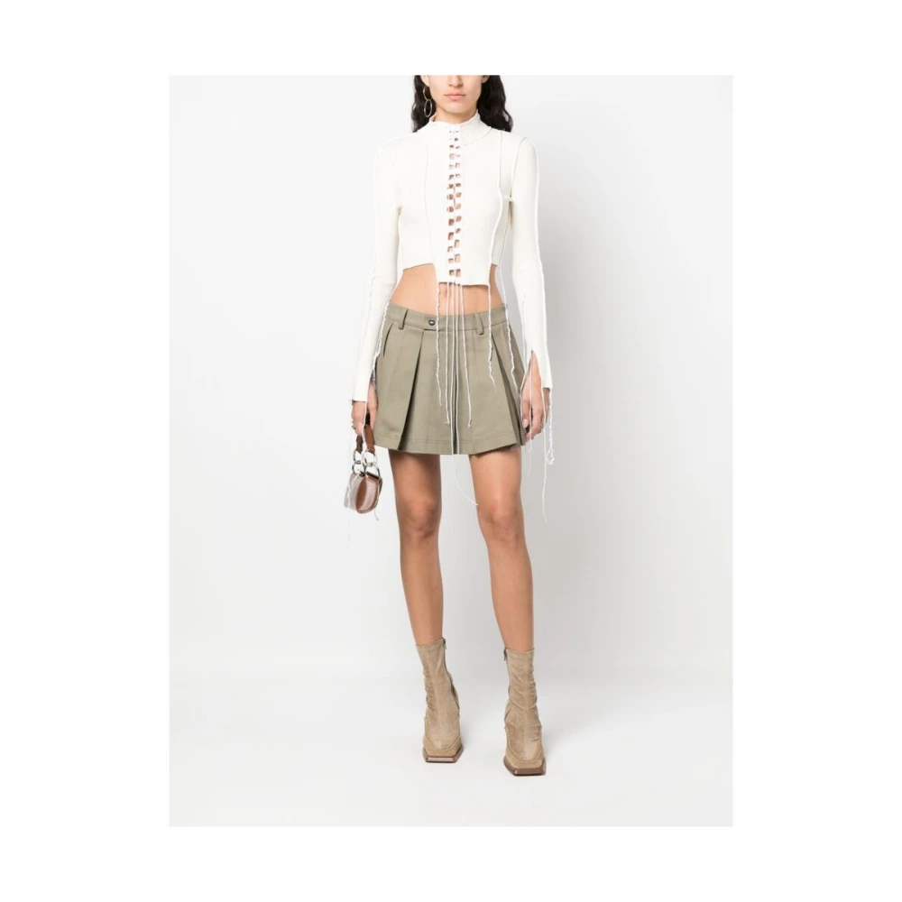 Julfer Geribbelde Crop Top Beige Dames