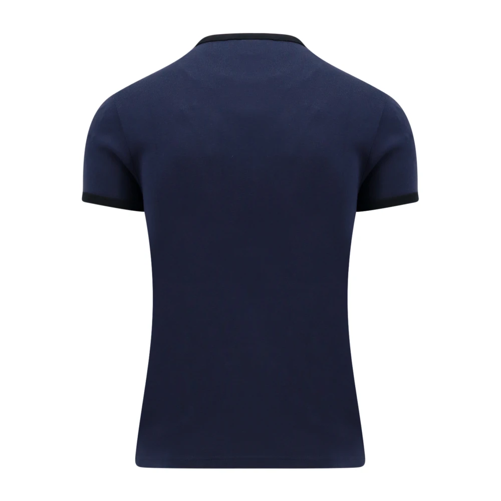Courrèges Geborduurd Logo Katoenen T-Shirt Blue Heren
