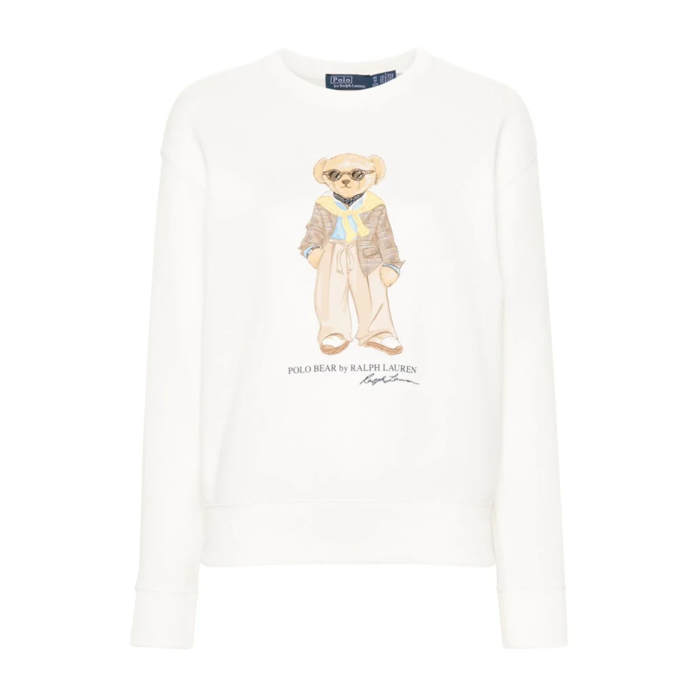 Polo Ralph Lauren Vita Sweaters med Polo Bear White, Dam