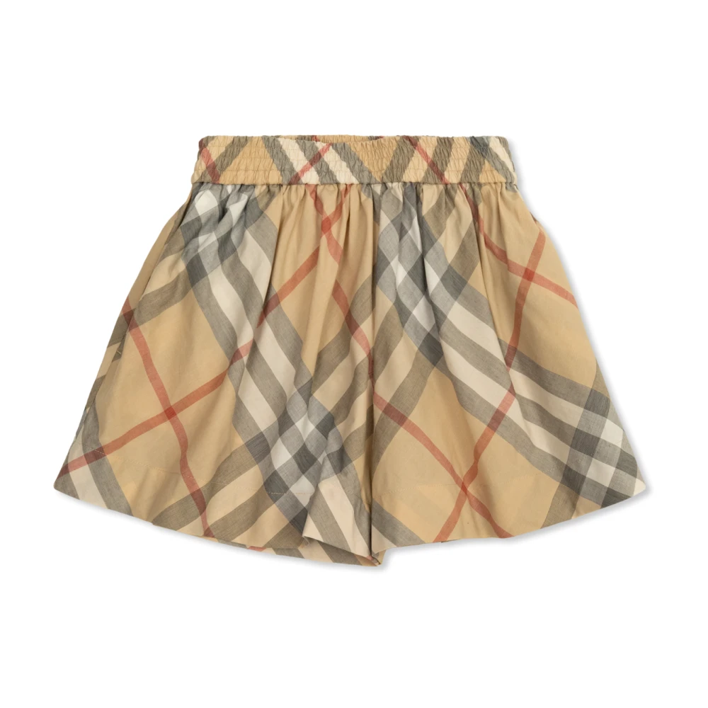 Burberry Unisex Beige Check Pattern Shorts