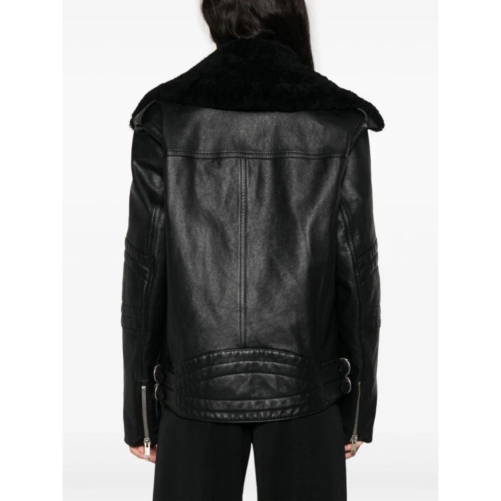Saint Laurent Zwarte leren bikerjack Black Dames