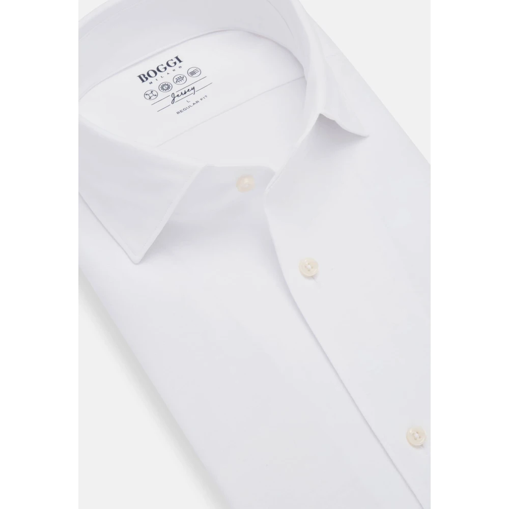 Boggi Milano Jersey Polo Shirt met Bowlingkraag Regular Fit White Heren
