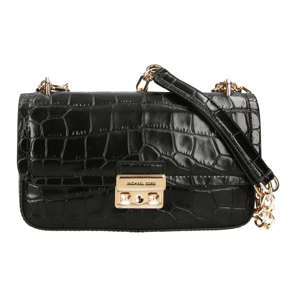 Michael Kors Zwarte leren schoudertas Magnetische sluiting Black Dames