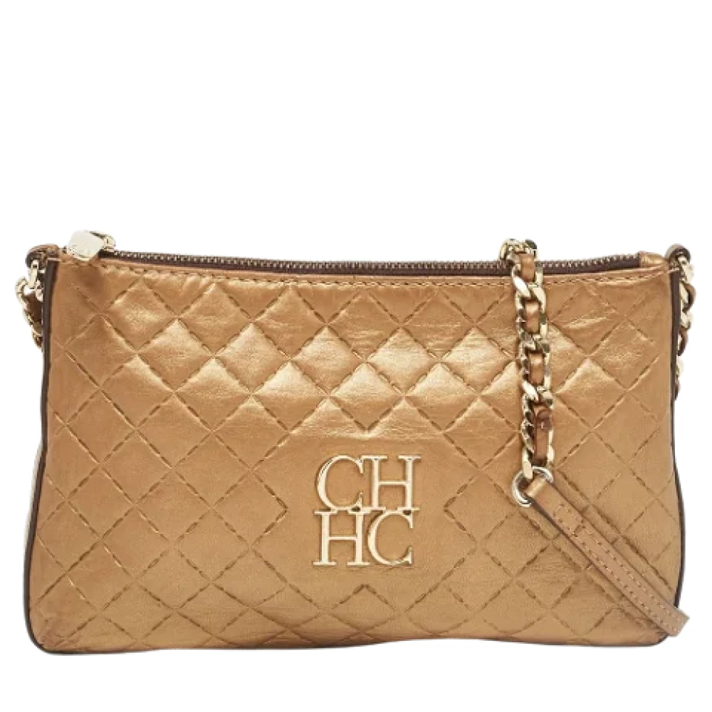Carolina Herrera Pre-owned Leather shoulder-bags Brown Dames