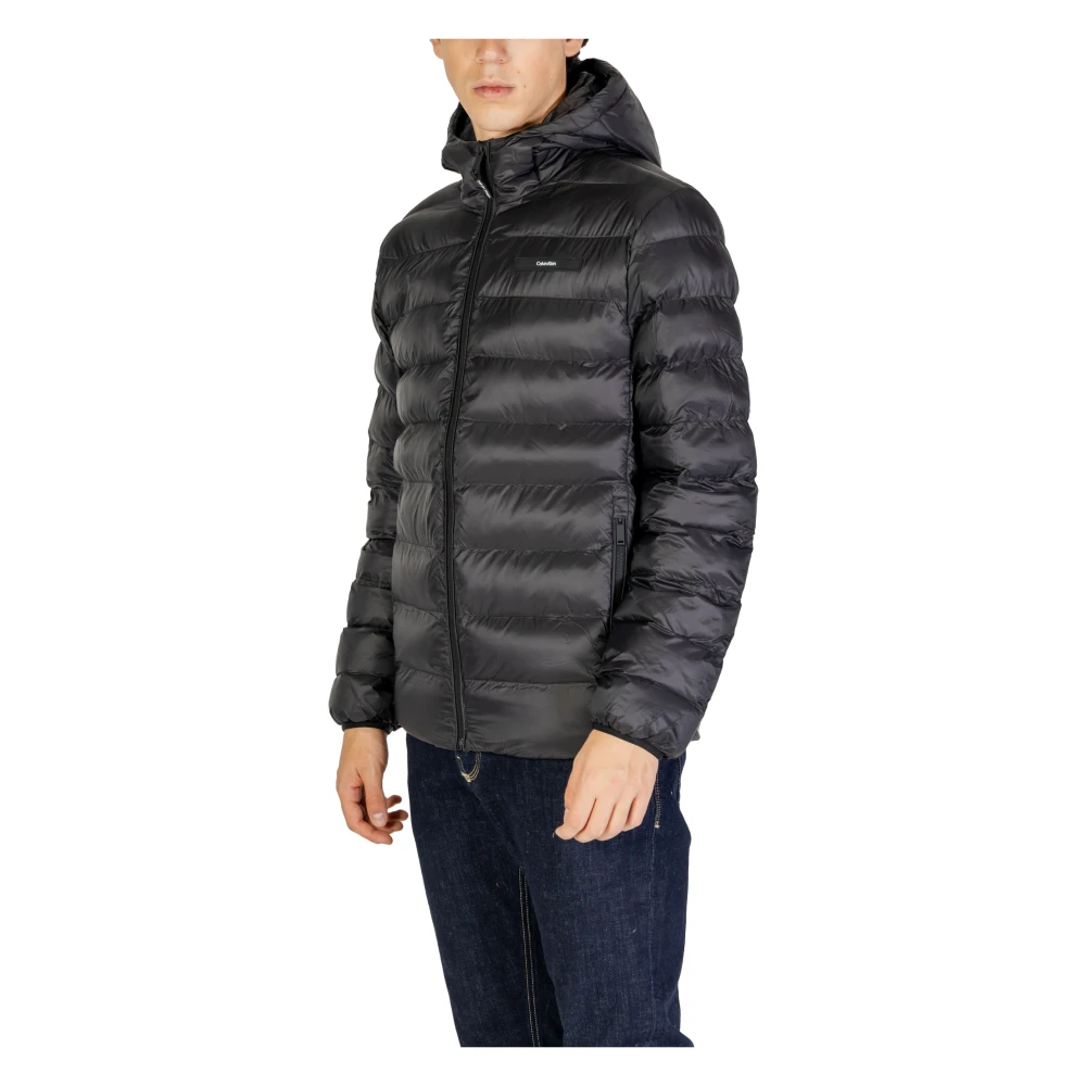 Calvin Klein Jeans Zwarte Hooded Ritsjas met Zakken Black Heren