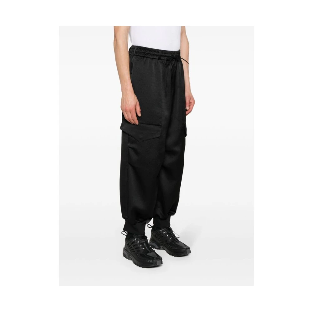 Y-3 Zwarte Satijnen Wijde Cargo Broek Black Dames