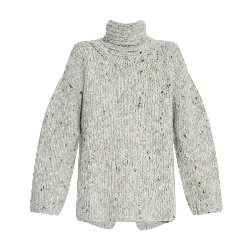 Ganni Marled Handknit Pullover Gray Dames