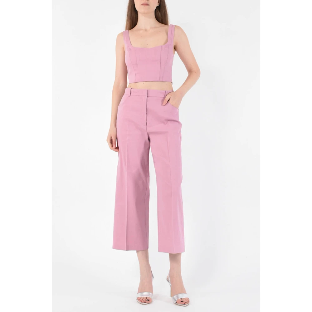 pinko Cropped Trousers Pink Dames