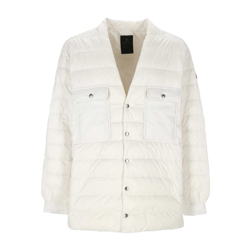 Moncler Vit Dunjacka V-Hals Kappa White, Dam