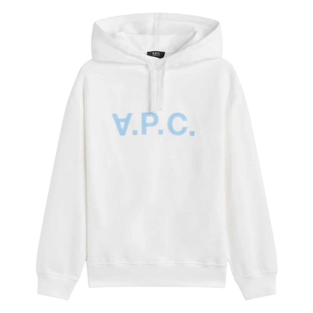 A.p.c. Velvet Logo Oversize Hoodie White Dames