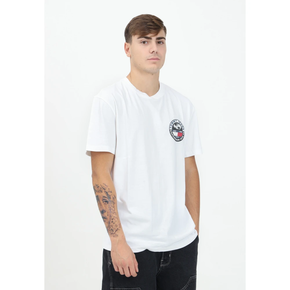 Tommy Jeans Grafische Kompas Print Casual T-shirt White Heren