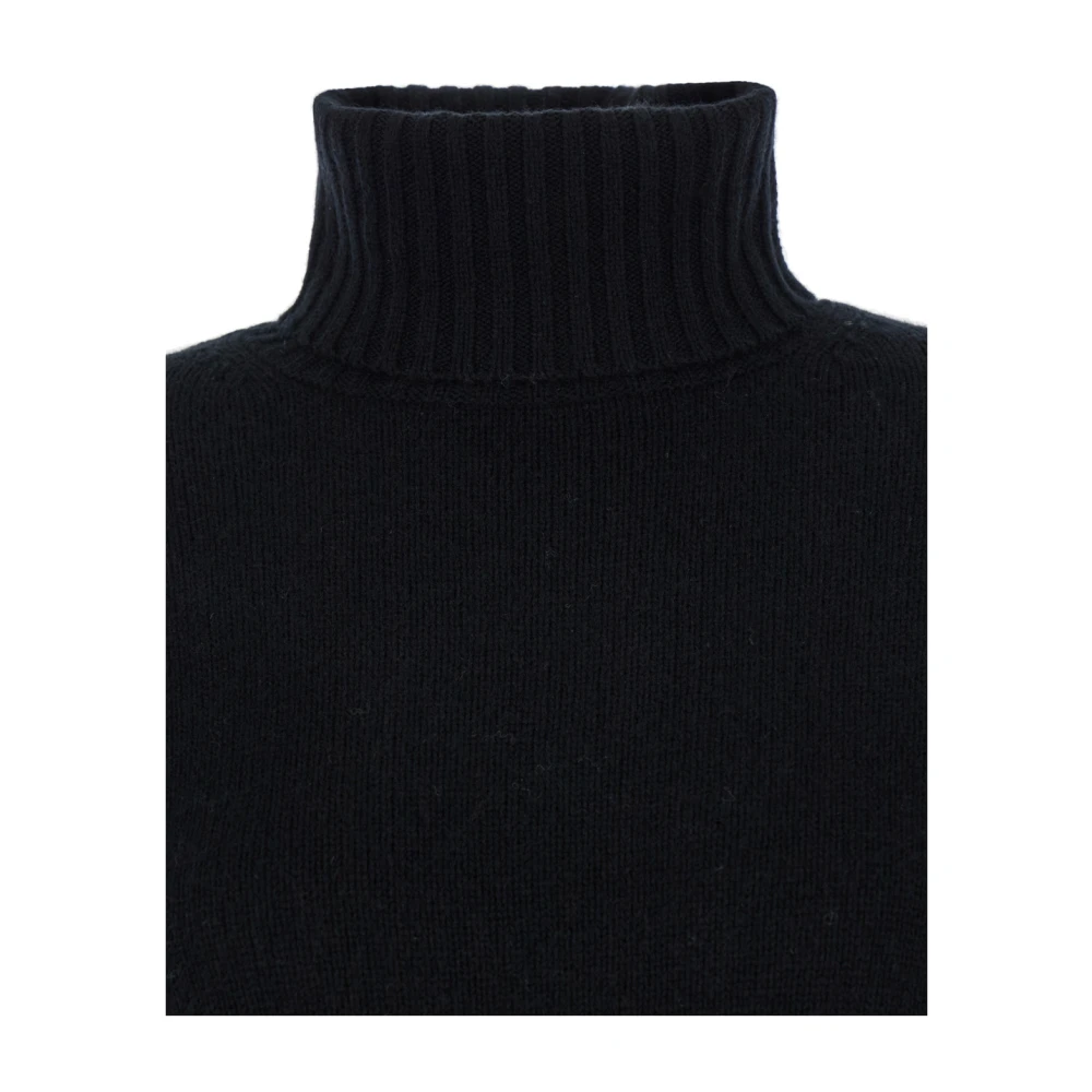 allude Zwarte Hoge Hals Trui Wol Kasjmier Black Dames