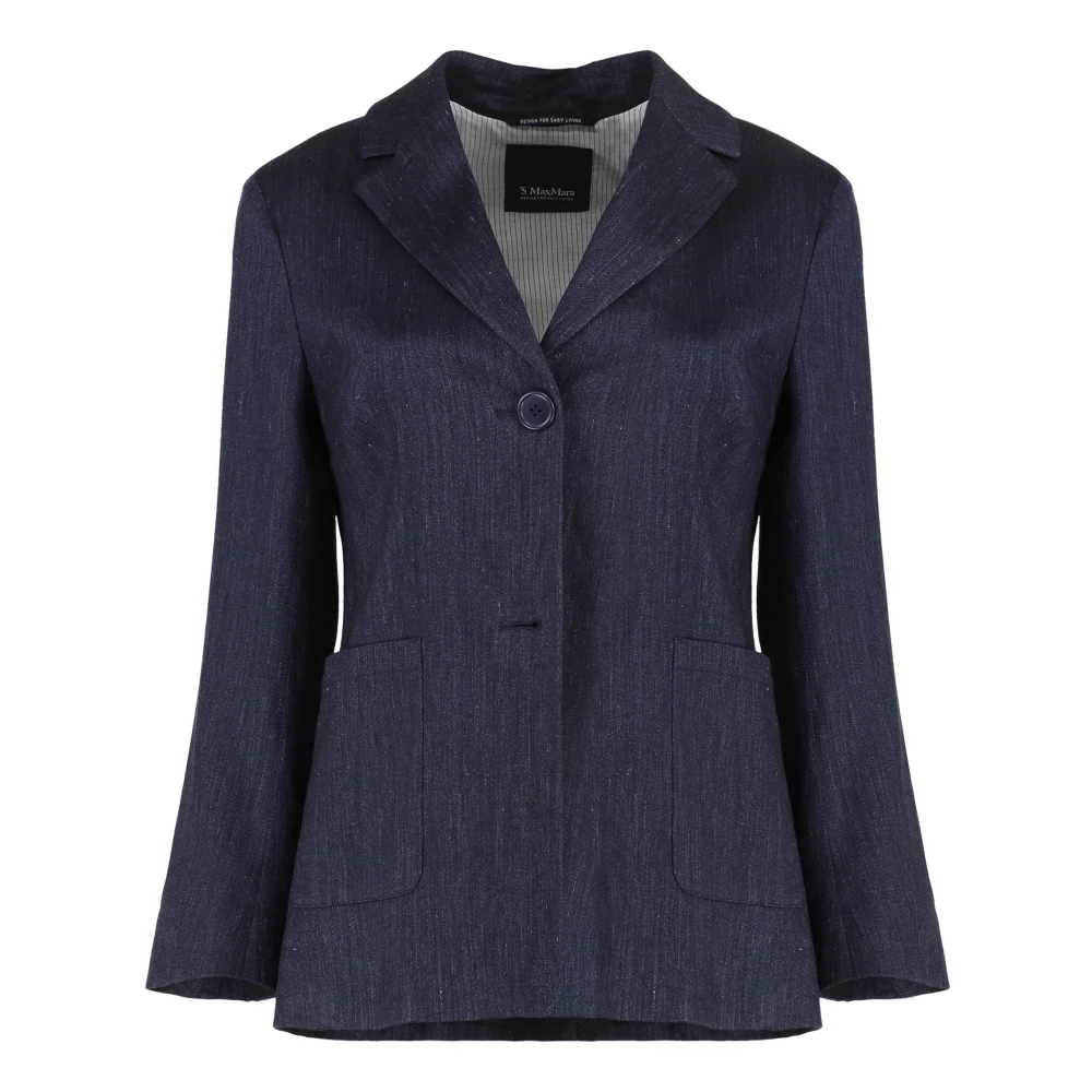 Max Mara Women's Blue Derna Linen Blazer - Blazers - S - Jackets