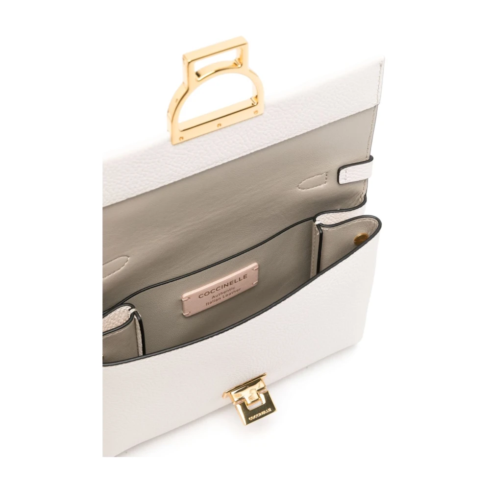 Coccinelle Witte tassen met flip-lock sluiting White Dames