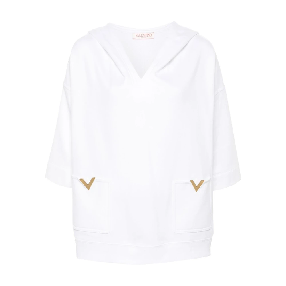 Valentino Garavani Witte Sweater Capuchon V-Hals Stijl White Dames