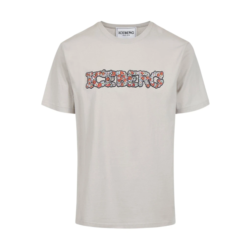 Iceberg T-shirt met bloemenlogo Gray Heren