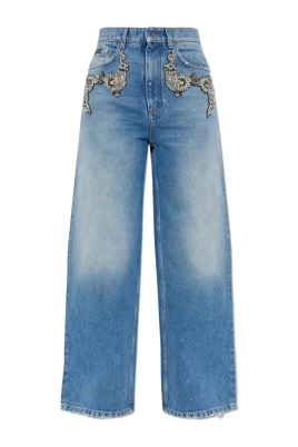 Jeans med skimrande applikationer