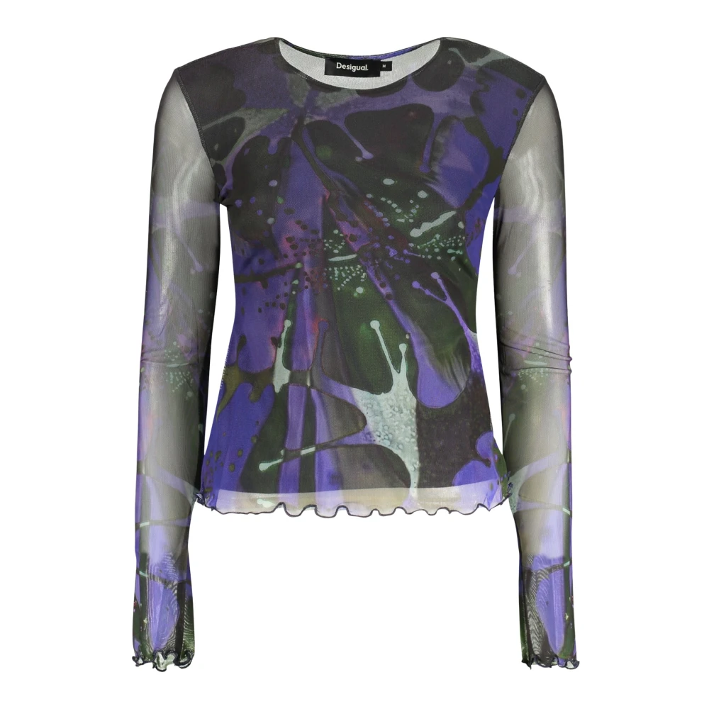 Desigual Damen Blau Bedrucktes Tüll-T-Shirt M. C. Lacroix, Polyester, M - Bild 7