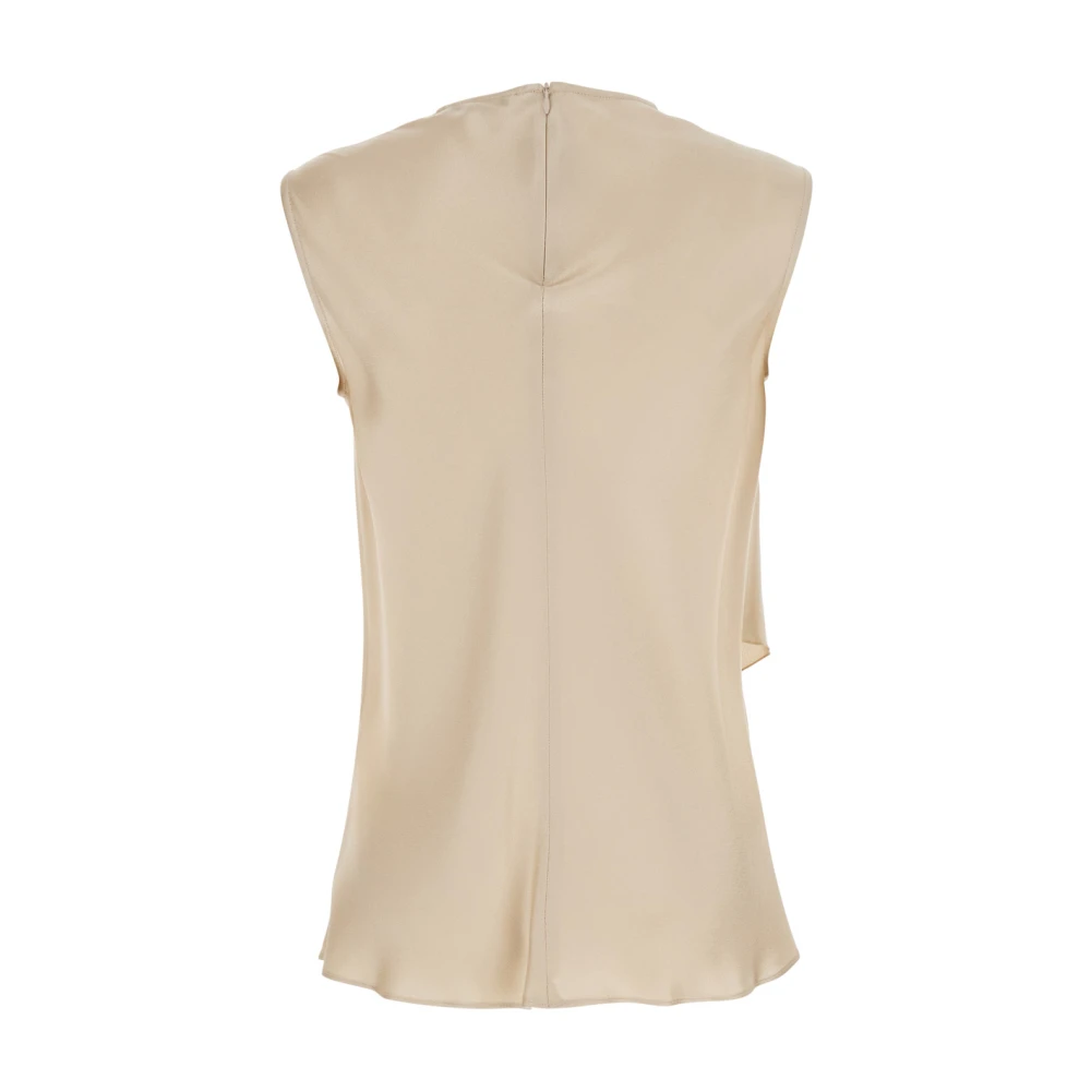Antonelli Firenze Beige Crewneck Top met Asymmetrische Ruche Beige Dames