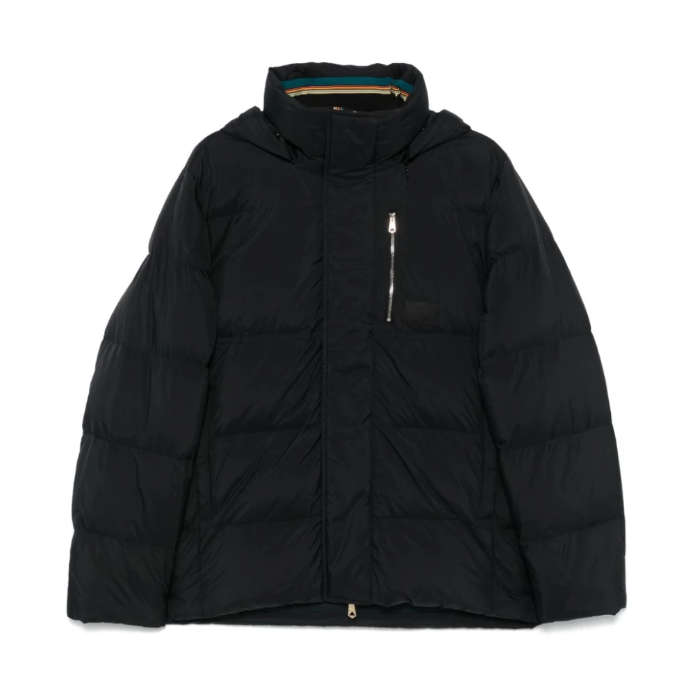 Paul Smith Zwarte Gewatteerde Windbestendige Jas Black Heren