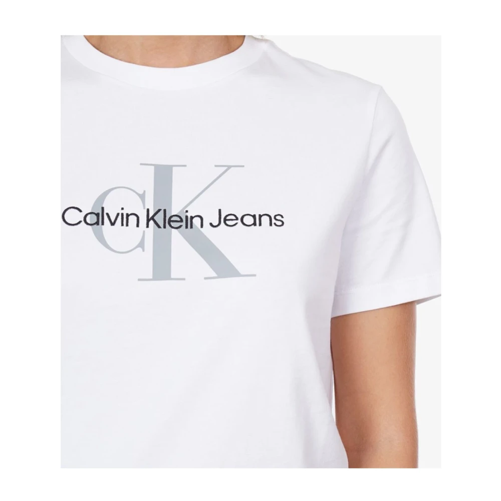 Calvin Klein Wit Logo Katoenen T-shirt White Dames