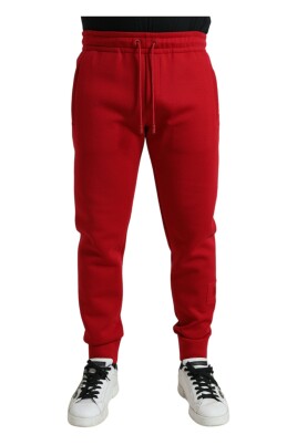 red-cotton-blend-skinny-jogger-pants
