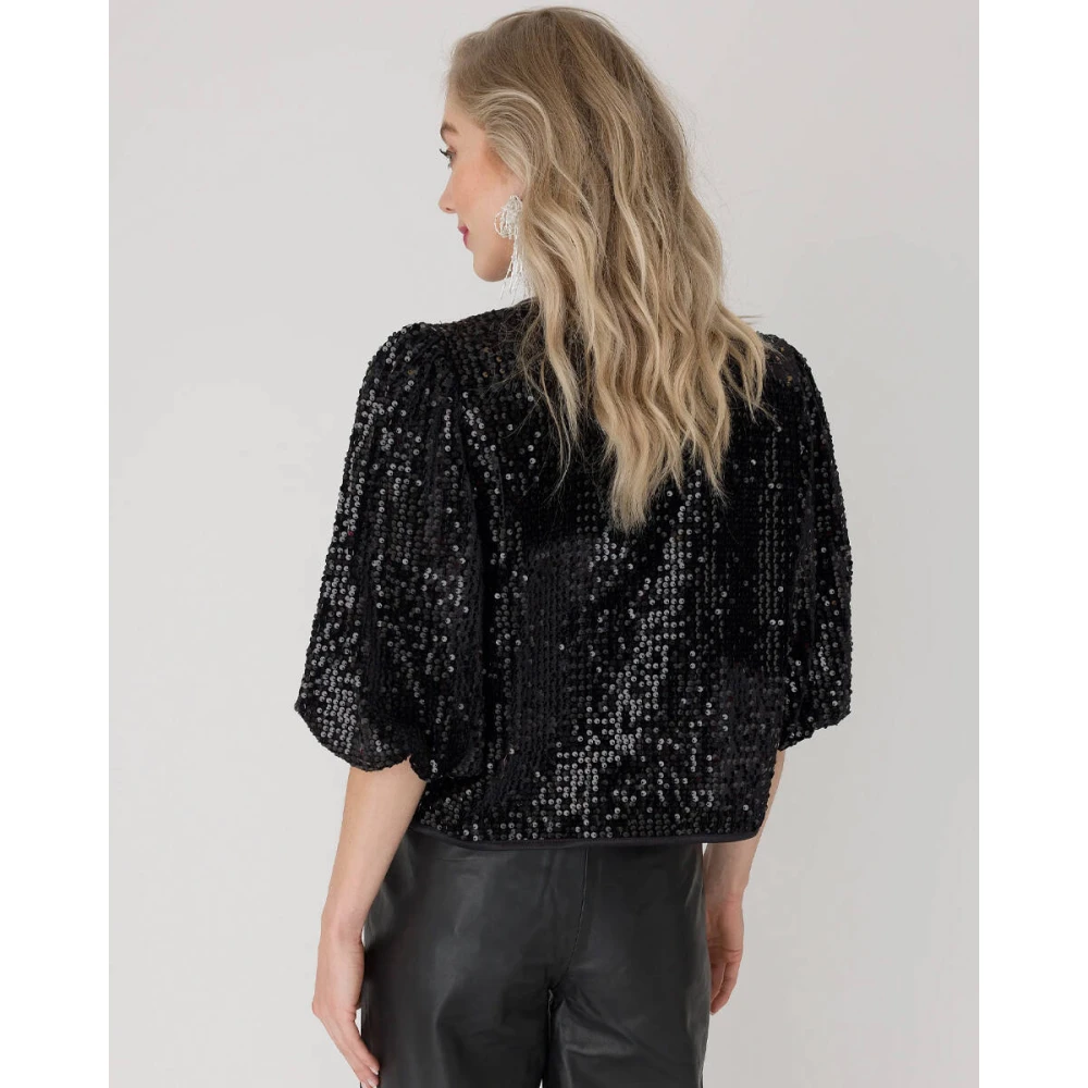 Anna Van Toor Lange mouw blouse in stijl 74a05-03501 Black Dames
