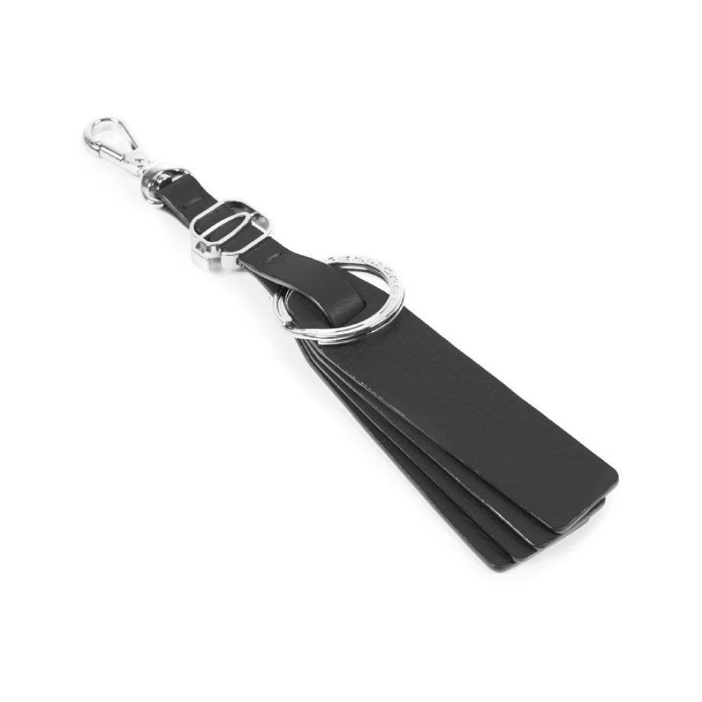 Piquadro Uomo Nero Portachiavi Charm In Pelle Nera Muse