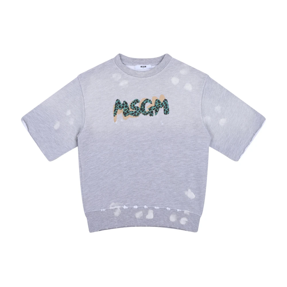 Msgm Boys Gray Logo Print T-Shirt - Kids Sweatshirts - 10 Y - Kids