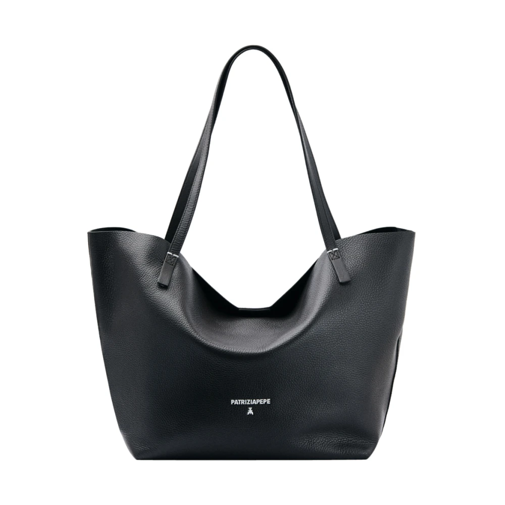 Patrizia Pepe Kvinno Svart Väskor Dam, One Size, Läder, Never Complete Shopper