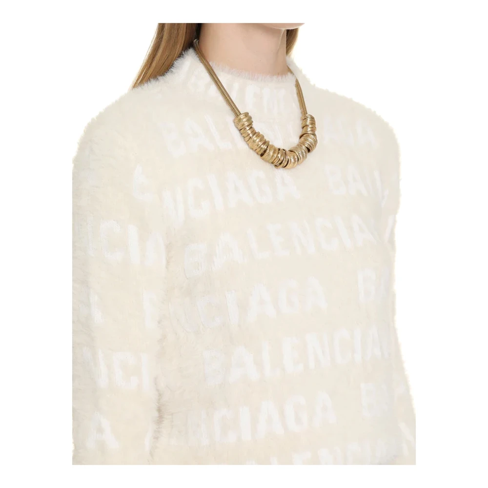 Balenciaga Logo Jacquard Sweater Vrouwen Italië Beige Dames