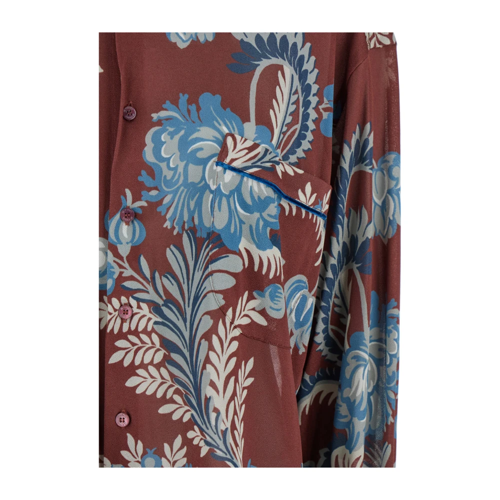 ETRO Gedrukte Oversized Shirt Bordeaux Look11 Multicolor Dames